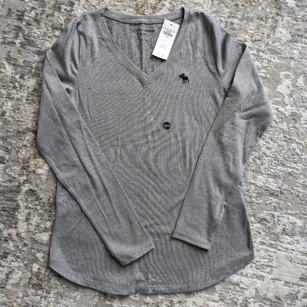 Girls Abercrombie sparkle long sleeve shirt sz 13/14